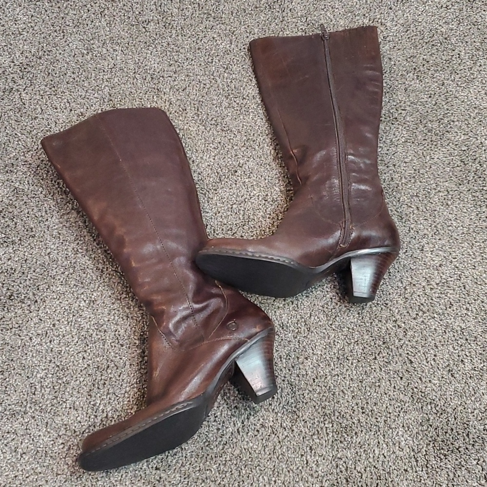 Born Women Leather Tall Heels Boots shoes s 6 - Picture 9 of 13